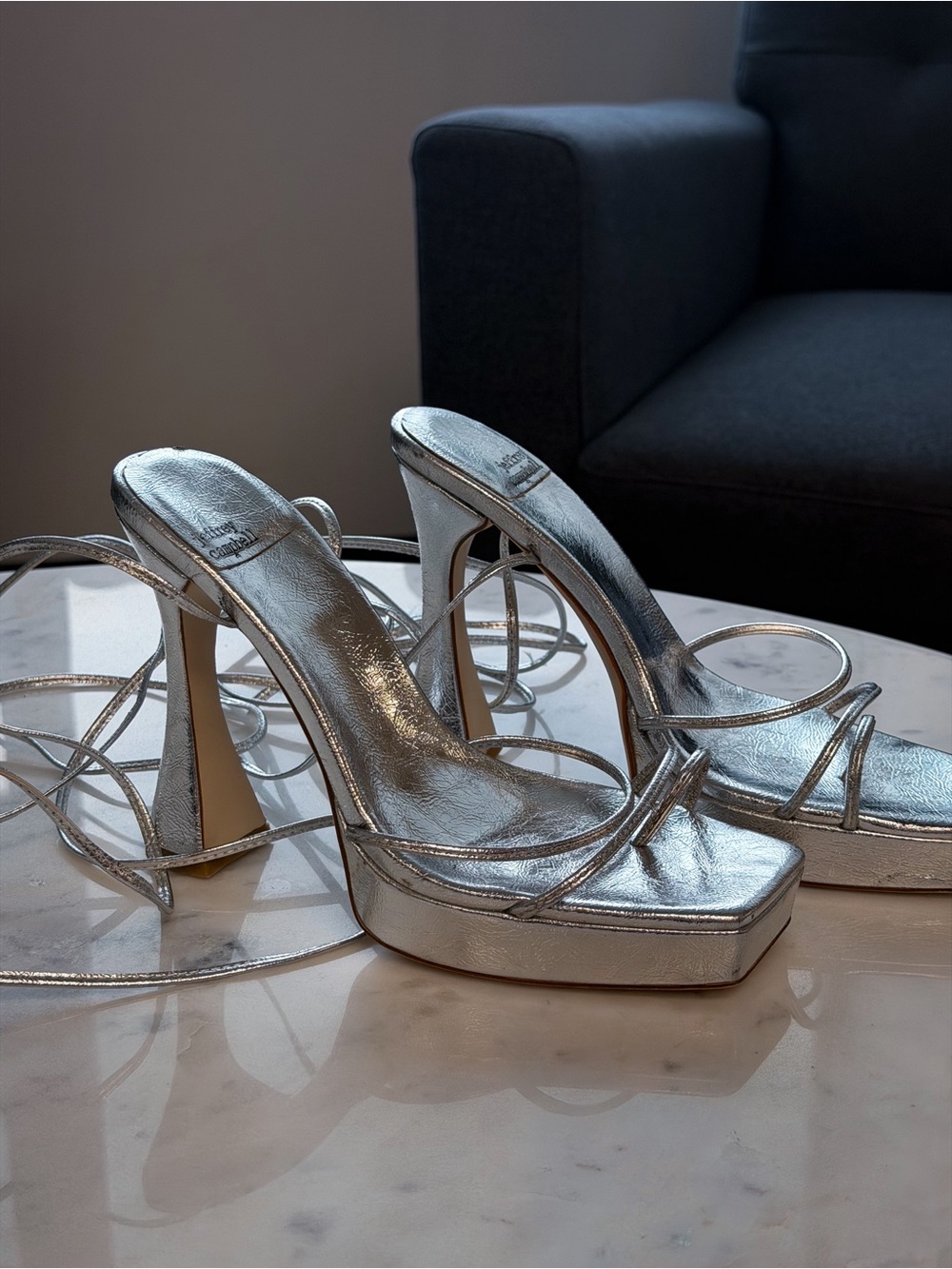 Jeffrey Campbell Silver Lace-Up Platform Heels | EU 38 / US 8